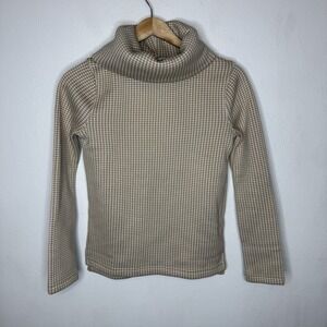 New J. Crew Funnelneck Herringbone Pullover Sweater Womens XXS Tan Cream Preppy